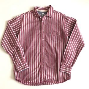 Red Crown Button Up Shirt Red Stripe Size Large